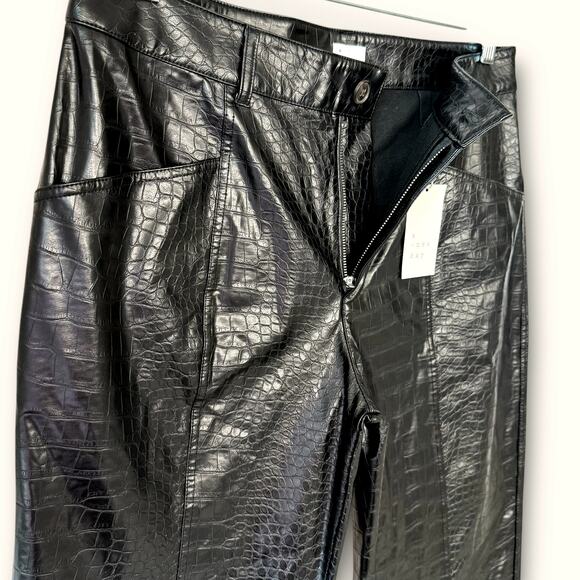 A New Day Faux Snakeskin Straight Leg Pants High Rise Women Size 14 Black New - Picture 6 of 12